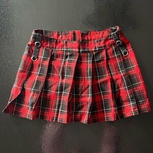 Vintage Tripp NYC Pleated Red Plaid Mini Skirt XS